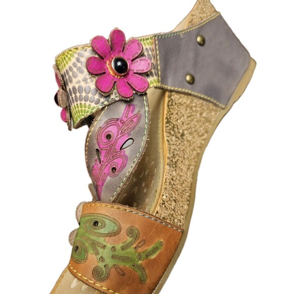 L'Artiste By Spring Step Adelanda Leather Sandals Floral Slides, Womens 7.5 (38) - Picture 13 of 13